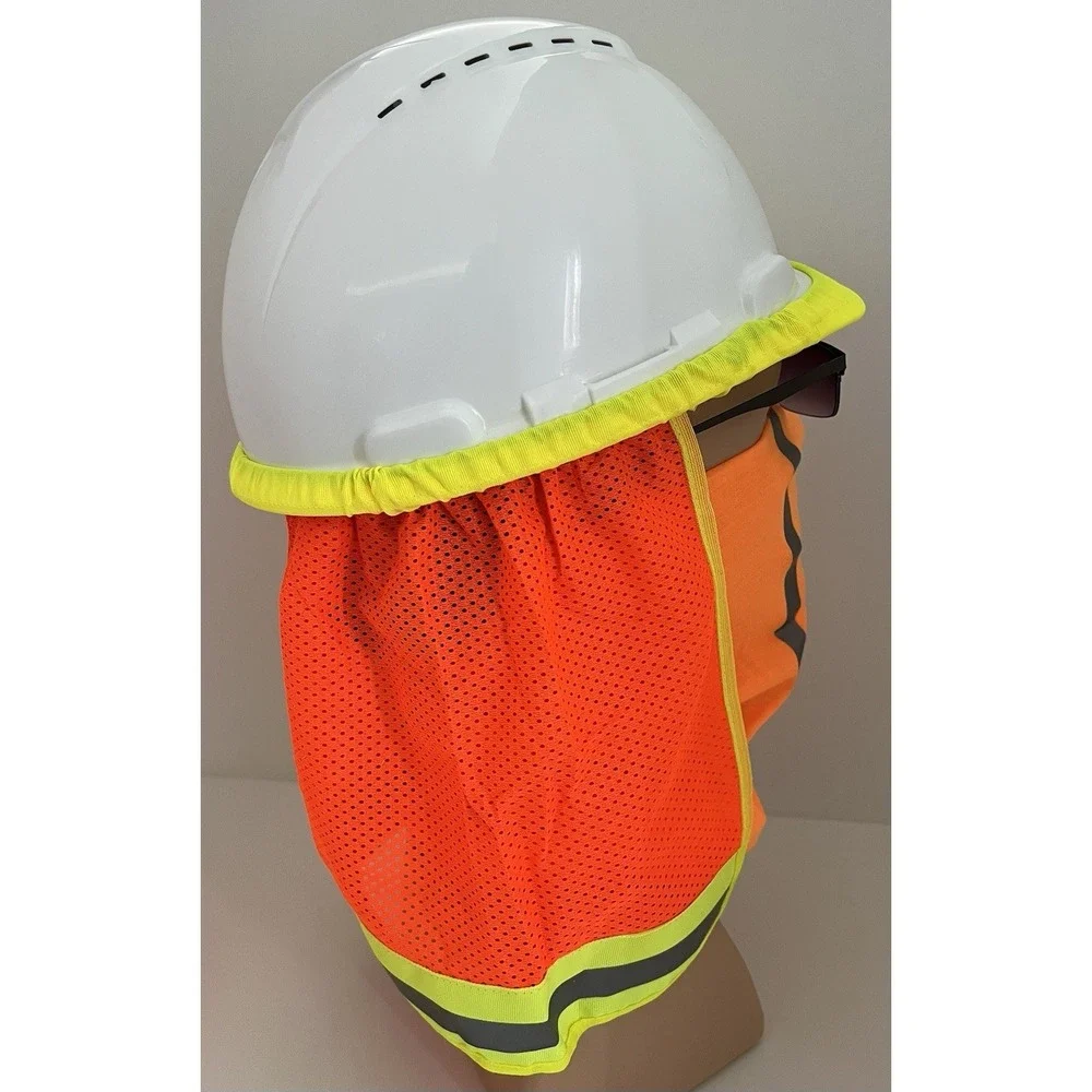 4pk Hard Hat Safety Neck Shade Helmet Sun Shield Hi Viz Reflective Free Gaiters